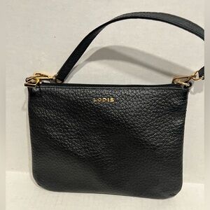 Lodis Black Textured Leather Wristlet